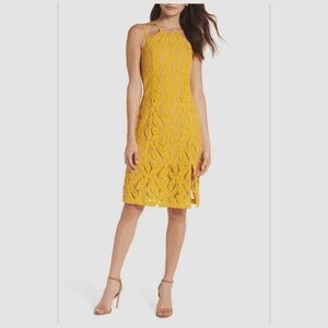 Ali & Jay Elegant Yellow Lace Halter Midi Dress